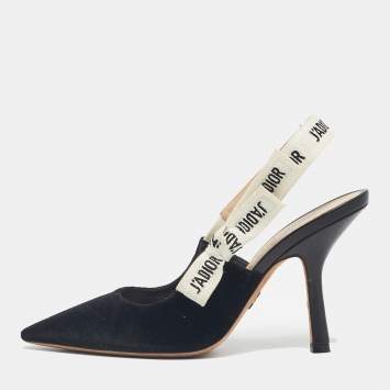 Pre Owned Dior Black Velvet Fabric and Canvas J'Adior Pumps Size 36