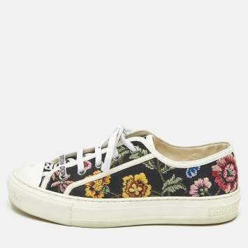 Pre Owned Dior Multicolor Floral Embroidered Canvas Walk'n'Dior Sneakers Size 37.5