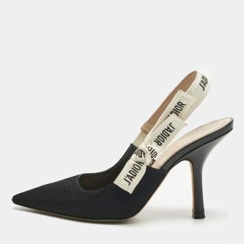 Pre Owned Dior Black Canvas J'Adior Slingback Pumps Size 37