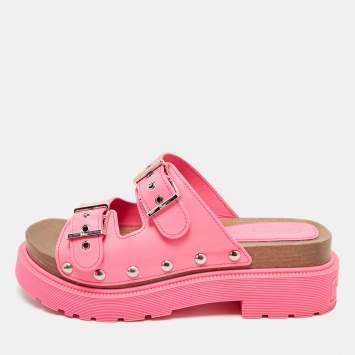 Pre Owned Dior Pink Leather Diorquake Platform Sandals Size 39