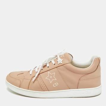 Pre Owned Dior Beige Leather D-star Lace Up Sneakers Size 38