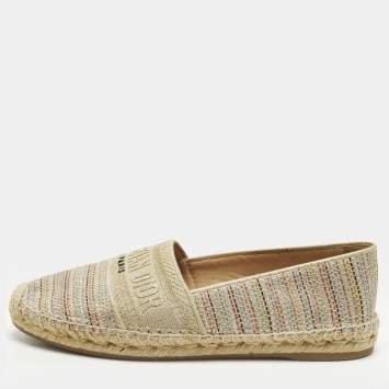 Pre Owned Dior Granville Size 40.5 Multicolor Tweed Espadrille Flats