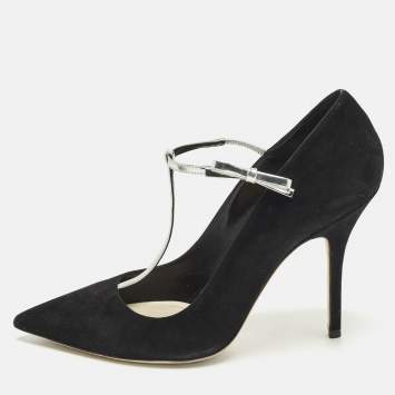 Pre Owned Dior Coquette Size 39.5 Black Leather and Suede Mary Jane Pumps