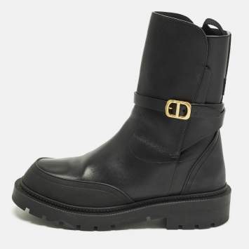 مملوكة مسبقًا Dior Empreinte Size 40 Black Leather Ankle Boots