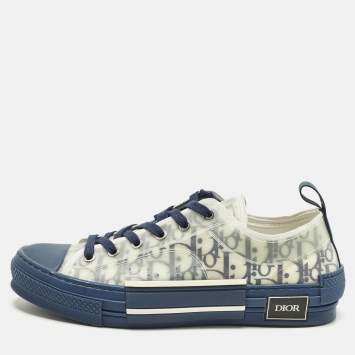 مملوكة مسبقًا Dior Size 41 White/Grey Oblique Mesh and Rubber B23 Low Top Sneakers 