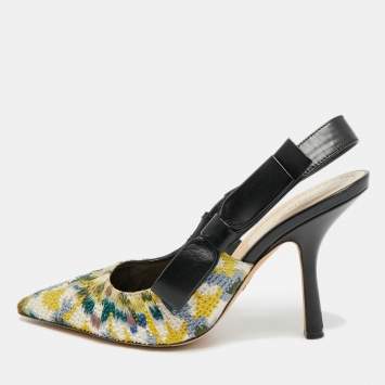 مملوكة مسبقًا Dior J'Adior Size 38.5 Multicolor Jacquard Slingback Pumps