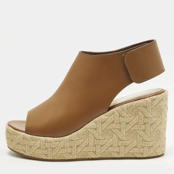 Pre Owned صندل كعب روكي ديور جلد بني مزاج مقاس 39