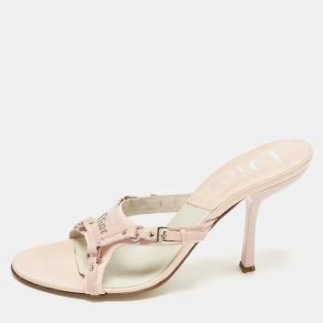 Pre Owned Dior Size 37 Pink Leather Slide Sandals