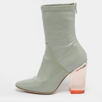 مملوكة مسبقًا Dior Lucite Size 39 Grey Patent Leather Mid Calf Boots