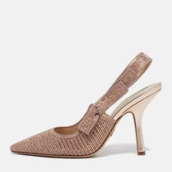 Pre Owned حذاء كعب عالي ديور جادور قماش أسود بحزام خلفي للكاحل مقاس 36.5