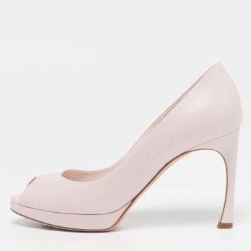 Pre Owned Dior Miss Dior Size 37 Pink Leather Platform Pumps