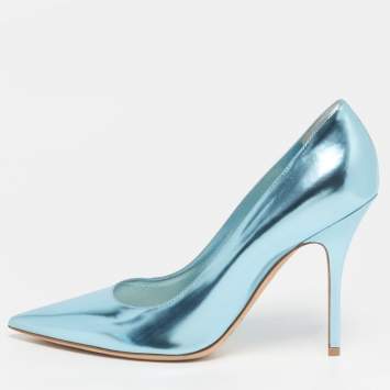 Pre Owned Dior Cherie Size 40 Blue Leather Pointed Toe Pumps