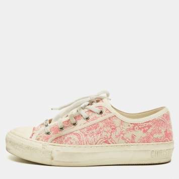 مملوكة مسبقًا Dior Walk'n'Dior Size 37 Brush Pink/White Jacquard Low Top Sneakers