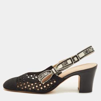 Pre Owned Dior D-moi Size 40.5 Black Cannage Fabric J'adior Slingback Pumps