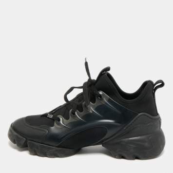 مملوكة مسبقًا Dior D-Connect Size 37 Black Neoprene and PVC Low Top Sneakers