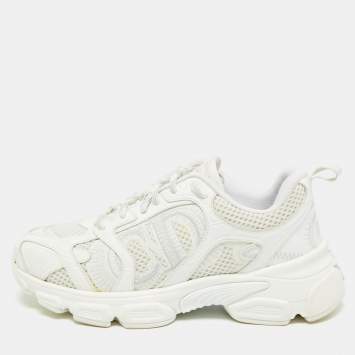 Pre Owned Dior Chrono Size 37.5 White Mesh Low Top Sneakers