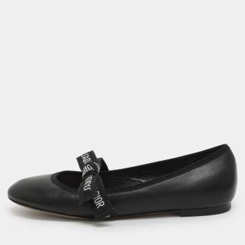 Pre Owned Dior Miss J'adior Size 36 Black Leather Ballet Flats 