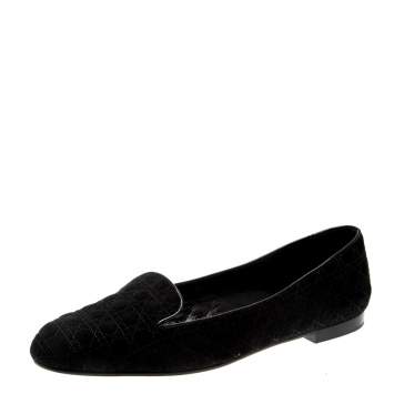 Pre Owned Dior Black Suede Cannage Smoking Slippers Size 40