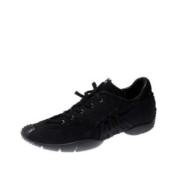 Pre Owned Dior Black Suede And Nylon Lace Up Sneakers Size 40.5