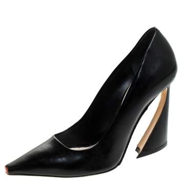 Pre Owned Dior Black Leather Square Toe Pumps Size 39.5