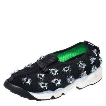 Pre Owned Dior Black Mesh Fusion Embellished Sneakers Size 36.5