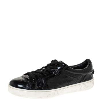 Pre Owned Dior Black Patent Crinkled Leather Move Low Top Sneakers Size 39.5