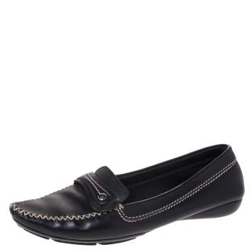 Pre Owned Dior Black Leather Loafers Size 41.5 