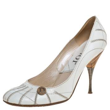 Pre Owned Dior White Leather Pumps Size 36