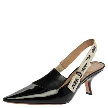 Pre Owned Dior Black Patent Leather J'adior Slingback Pumps Size 41