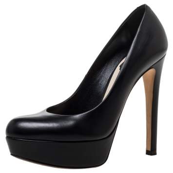 Pre Owned Dior Black Leather Platform Pumps Size 36