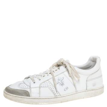 Pre Owned Dior White Leather D-Bee Low Top Sneakers Size 39