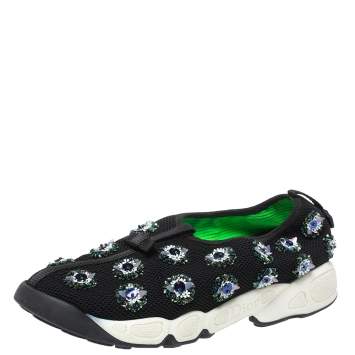 مملوكة مسبقًا Dior Black Mesh Fusion Embellished Low Top Sneakers Size 38
