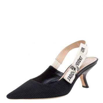 Pre Owned Dior Black Technical Canvas J'adior Slingback Sandals Size 36