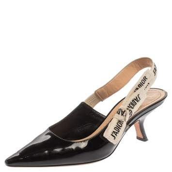 Pre Owned Dior Black Patent Leather J'adior Slingback Sandals Size 35.5