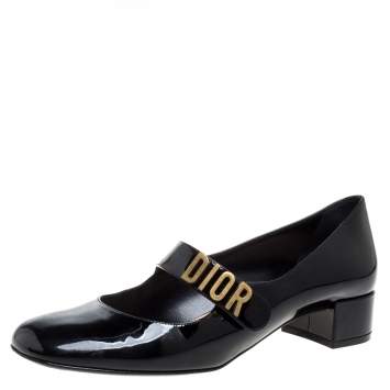 Pre Owned Christian Dior Black Patent Leather Baby-D Pumps Size 40