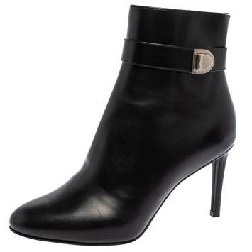 Pre Owned Dior Black Leather Zip Ankle Boots Size 37