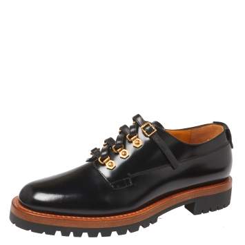 Pre Owned Dior Black Leather Lace Up Derby Size 38