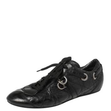 Pre Owned Dior Black Cannage Leather Low Top Sneakers Size 39.5