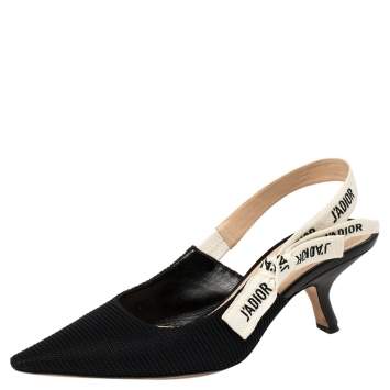 Pre Owned Dior Black Technical Canvas J'adior Slingback Sandals Size 38
