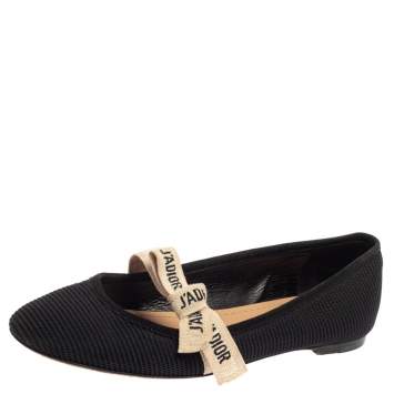 Pre Owned Dior Black Fabric  Ballerina Flat Size 37.5