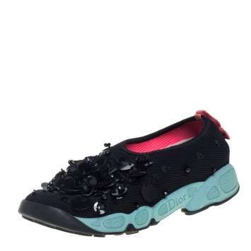 Pre Owned Dior Black Mesh Fusion Sneakers Size 35.5
