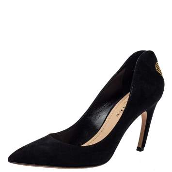 Pre Owned Dior Black Suede Amour Pumps Size 37.5