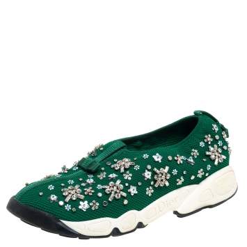 Pre Owned Dior Green Mesh Fusion Low Top Sneakers Size 37