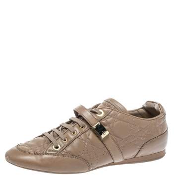 Pre Owned Dior Beige Cannage Leather Low Top Sneakers Size 40