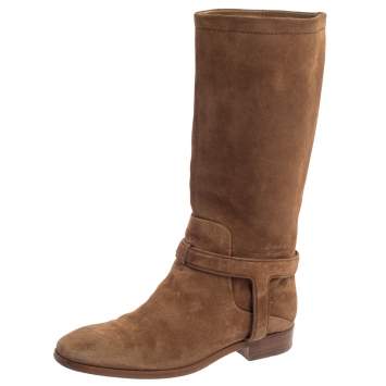 Pre Owned Dior Brown Suede Knee Length  Boots Size 37
