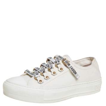 Pre Owned Dior White Canvas And Leather Walk'n'Dior Sneakers Size 35