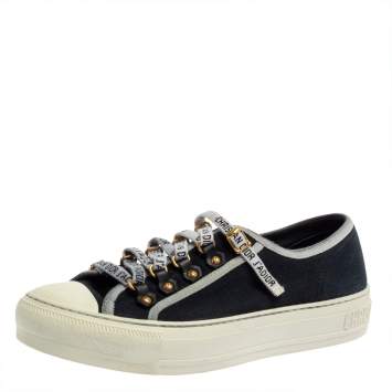 Pre Owned Dior Black Canvas Walk'n'Dior Low Top Sneakers Size 37