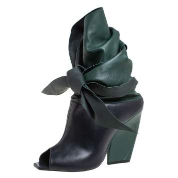Pre Owned Dior Black Leather Brooklyn Ankle Wrap Peep Toe Booties Size 41