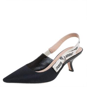 Pre Owned Dior Black/White Fabric J'adior Pumps Size 39.5