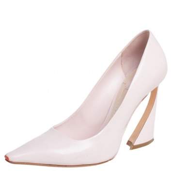 Pre Owned Dior Nude Pink Leather Pointed Toe Curved Heel Pumps Size 40.5